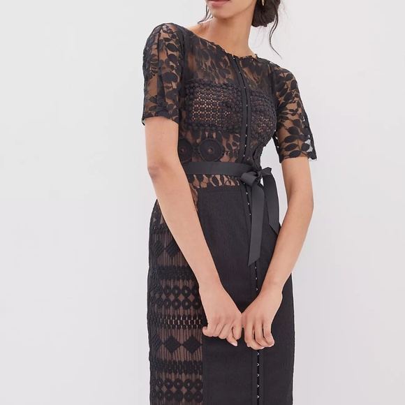 NWT Anthropologie Byron Lars Beguile  Black Carissima Sheath Dress 14 - Picture 9 of 9